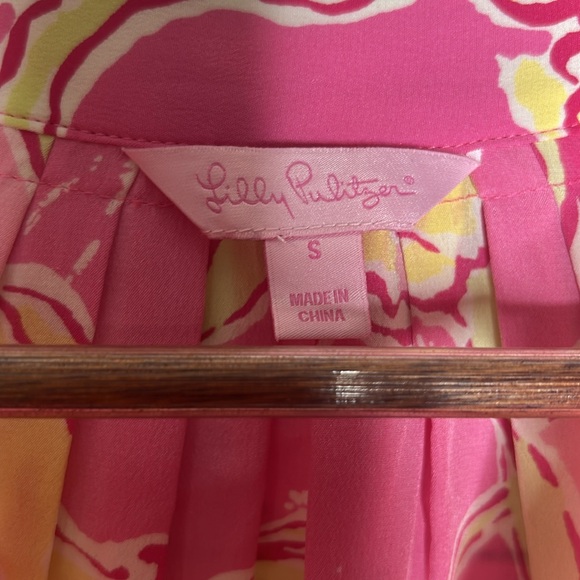 Lilly Pulitzer Pink & Yellow Long Sleeve Silk Top Size Small Excellent Condition - Picture 9 of 15